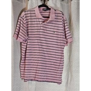 Ralph Lauren Polo Shirt Mens XL Pink Black Striped Pony Logo Casual *read (B4)
